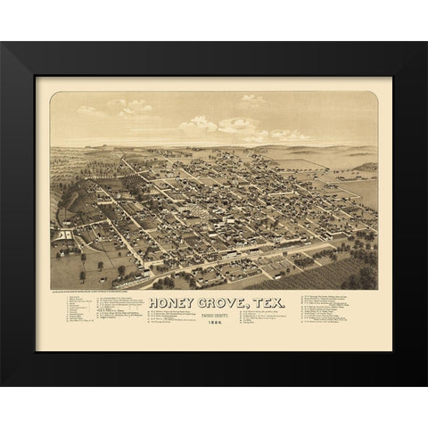 Honey Grove Texas - Norris 1886 Black Modern Wood Framed Art Print by Norris