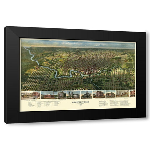 Houston Texas - Westyard 1891 Black Modern Wood Framed Art Print with Double Matting by Westyard