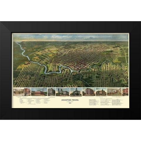 Houston Texas - Westyard 1891 Black Modern Wood Framed Art Print by Westyard
