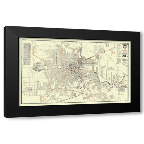 Houston Texas - Jones 1930 Black Modern Wood Framed Art Print by Jones