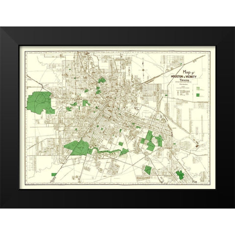 Houston Texas - Evans 1937 Black Modern Wood Framed Art Print by Evans