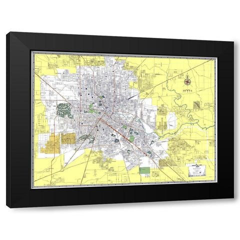 Houston Texas - Ashburn 1950 Black Modern Wood Framed Art Print by Ashburn