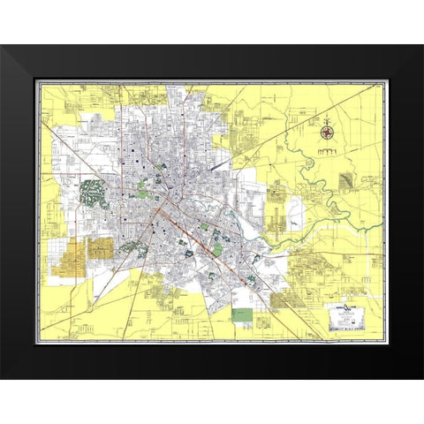 Houston Texas - Ashburn 1950 Black Modern Wood Framed Art Print by Ashburn