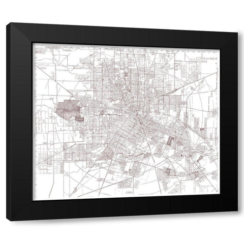 Houston Texas - Bracey 1945 Black Modern Wood Framed Art Print with Double Matting by Bracey