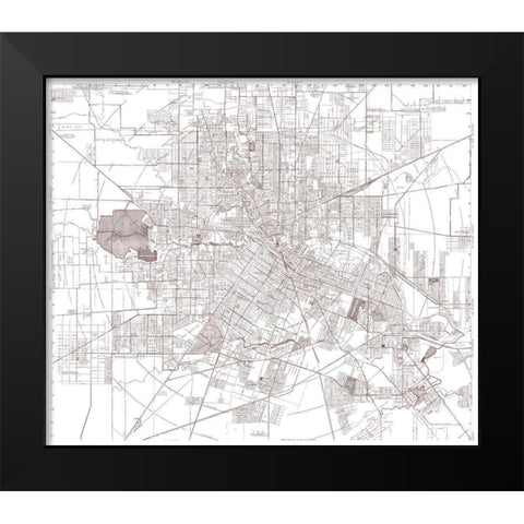 Houston Texas - Bracey 1945 Black Modern Wood Framed Art Print by Bracey