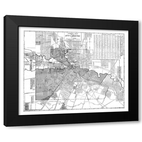 Houston Texas - Blue 1920 Black Modern Wood Framed Art Print by Blue