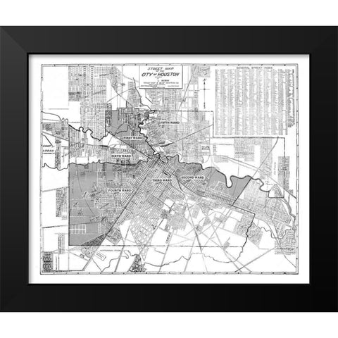 Houston Texas - Blue 1920 Black Modern Wood Framed Art Print by Blue