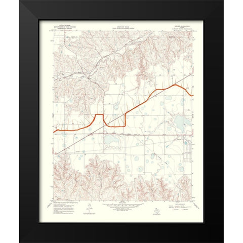 Hoover Texas Quad - USGS 1969 Black Modern Wood Framed Art Print by USGS