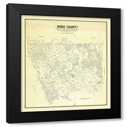 Hood County Texas - 1884 Black Modern Wood Framed Art Print by Unknown