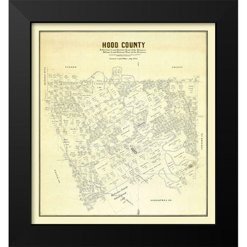 Hood County Texas - 1884 Black Modern Wood Framed Art Print by Unknown