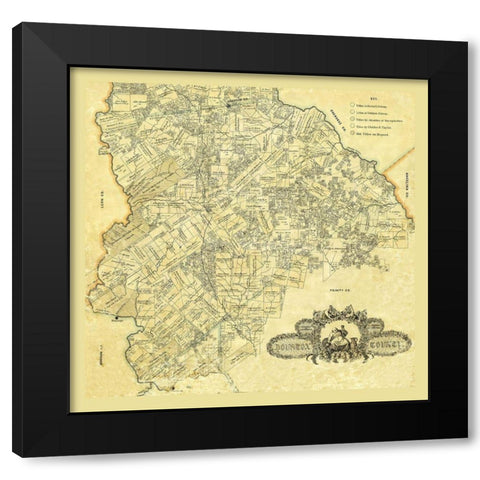 Houston County Texas - 1868 Black Modern Wood Framed Art Print with Double Matting by Unknown