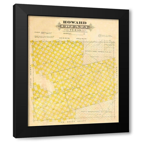 Howard County Texas - Marshall 1870 Black Modern Wood Framed Art Print by Marshall