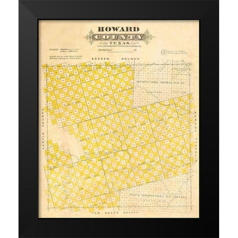 Howard County Texas - Marshall 1870 Black Modern Wood Framed Art Print by Marshall