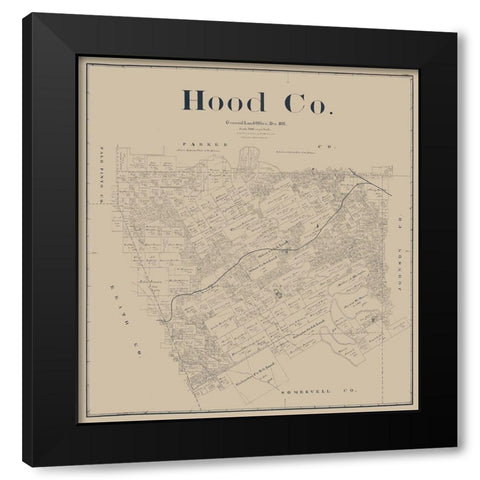 Hood County Texas - Beaumont 1893 Black Modern Wood Framed Art Print by Beaumont
