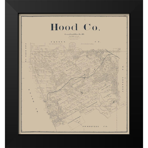 Hood County Texas - Beaumont 1893 Black Modern Wood Framed Art Print by Beaumont