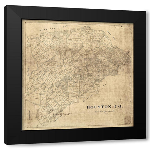 Houston County Texas -1896 Black Modern Wood Framed Art Print with Double Matting by Unknown