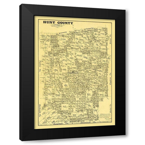 Hunt County Texas - Walsh 1879 Black Modern Wood Framed Art Print by Walsh