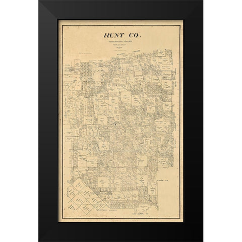 Hunt County Texas - Pressler 1894 Black Modern Wood Framed Art Print by Pressler