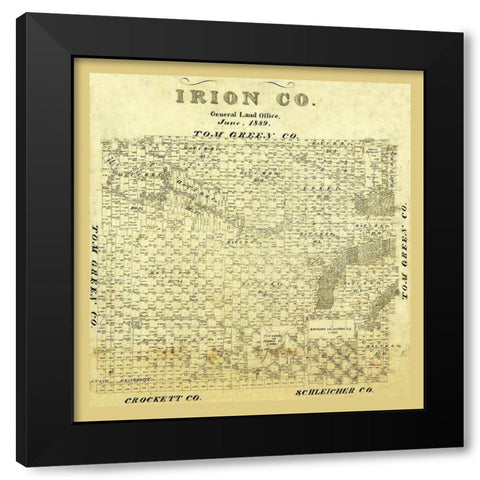Irion County Texas - 1889 Black Modern Wood Framed Art Print by Unknown