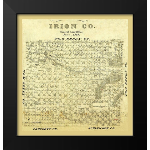 Irion County Texas - 1889 Black Modern Wood Framed Art Print by Unknown