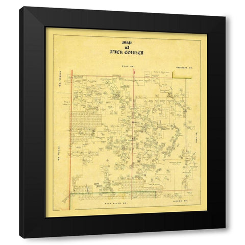 Jack County Texas - 1868 Black Modern Wood Framed Art Print with Double Matting by Unknown