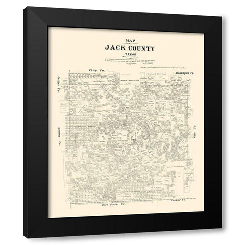 Jack County Texas - Walsh 1879 Black Modern Wood Framed Art Print with Double Matting by Walsh