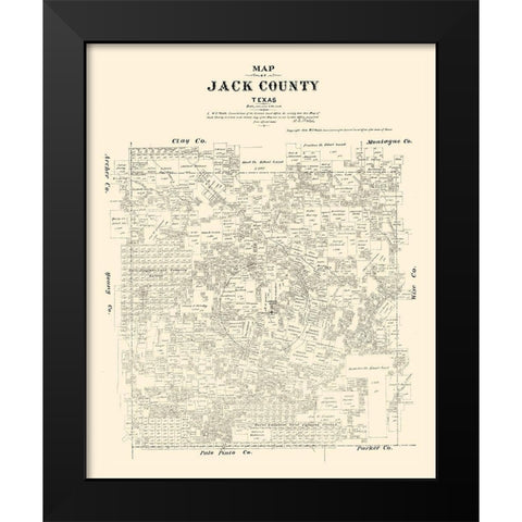 Jack County Texas - Walsh 1879 Black Modern Wood Framed Art Print by Walsh