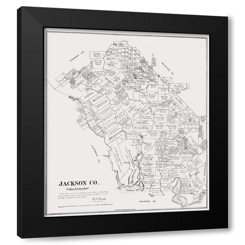 Jackson County Texas - Walsh 1880 Black Modern Wood Framed Art Print with Double Matting by Walsh