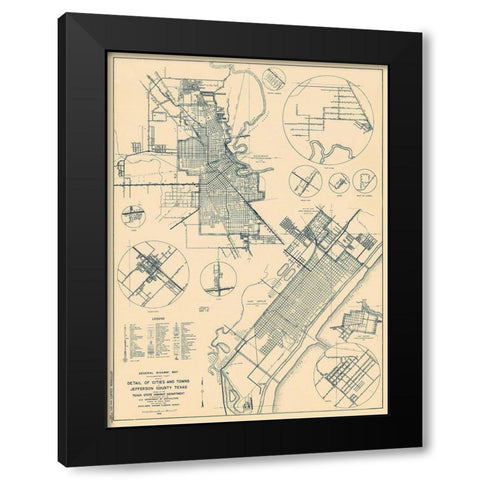 Jefferson Texas - Highway Dept 1936 Black Modern Wood Framed Art Print with Double Matting by Highway Dept