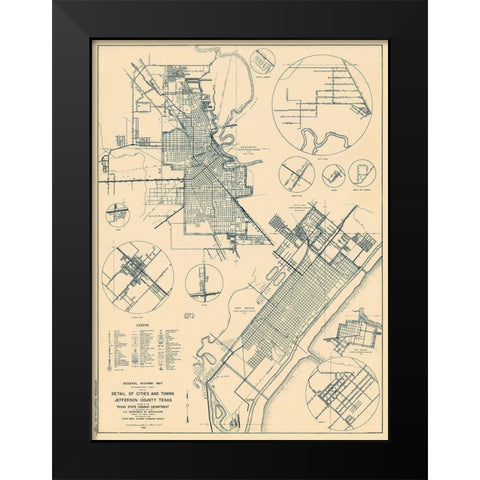 Jefferson Texas - Highway Dept 1936 Black Modern Wood Framed Art Print by Highway Dept
