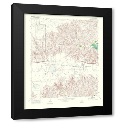 Jericho Texas Quad - USGS 1967 Black Modern Wood Framed Art Print by USGS