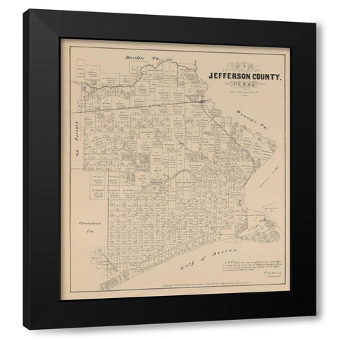Jefferson County Texas - Walsh 1879 Black Modern Wood Framed Art Print by Walsh