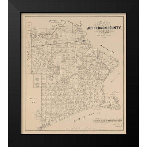 Jefferson County Texas - Walsh 1879 Black Modern Wood Framed Art Print by Walsh