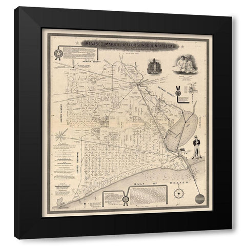 Jefferson County Texas - Higgins 1898 Black Modern Wood Framed Art Print by Higgins