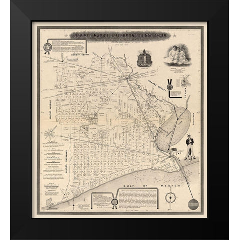 Jefferson County Texas - Higgins 1898 Black Modern Wood Framed Art Print by Higgins