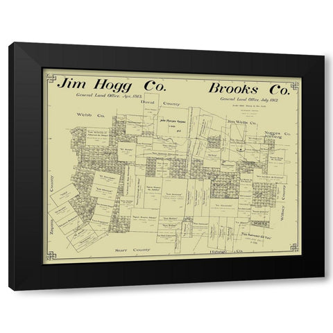 Jim Hogg and Brooks County Texas - McDonald 1912 Black Modern Wood Framed Art Print by McDonald