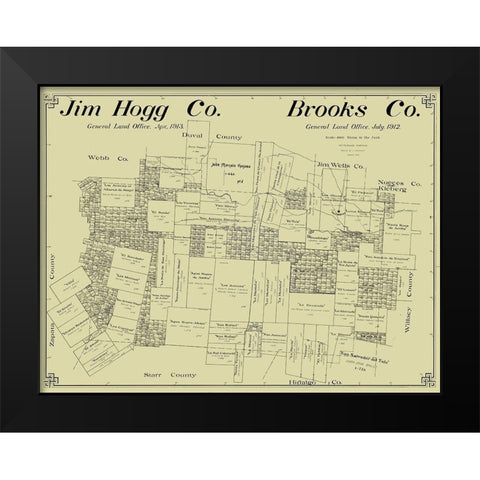 Jim Hogg and Brooks County Texas - McDonald 1912 Black Modern Wood Framed Art Print by McDonald
