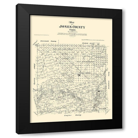 Jones County Texas - Walsh 1879 Black Modern Wood Framed Art Print with Double Matting by Walsh