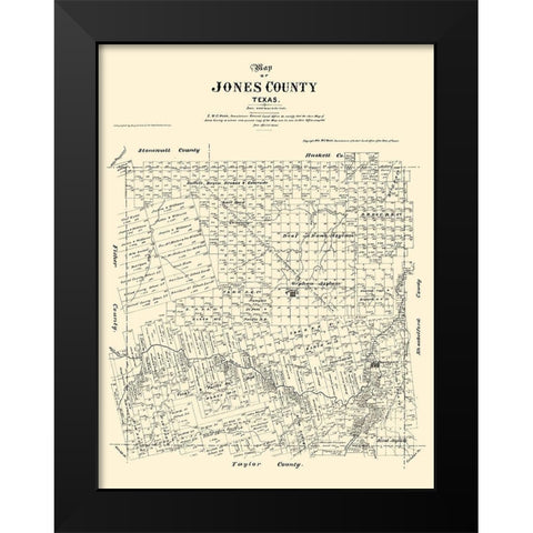 Jones County Texas - Walsh 1879 Black Modern Wood Framed Art Print by Walsh