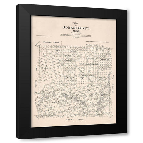 Jones County Texas - Walsh 1879 Black Modern Wood Framed Art Print by Walsh