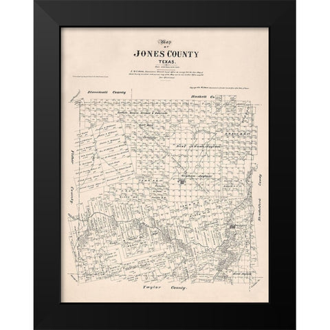 Jones County Texas - Walsh 1879 Black Modern Wood Framed Art Print by Walsh