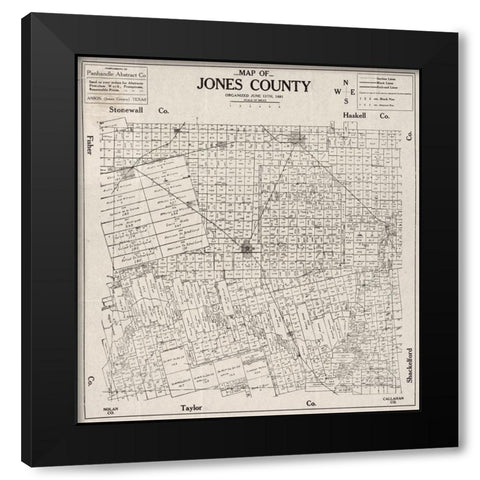 Jones County Texas -1880 Black Modern Wood Framed Art Print by Unknown