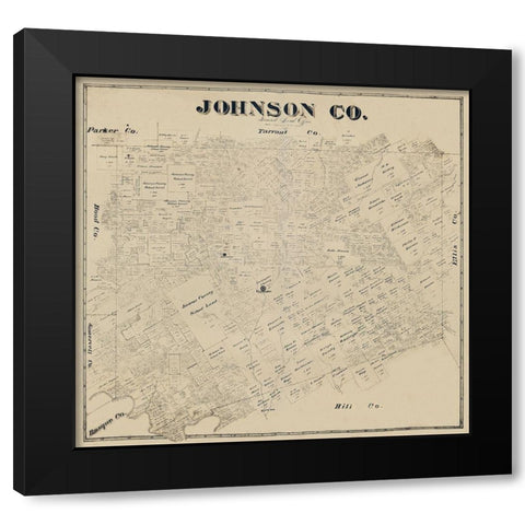 Johnson County Texas -1887 Black Modern Wood Framed Art Print by Unknown