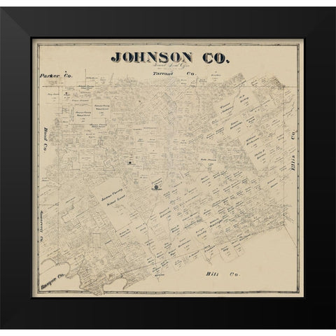Johnson County Texas -1887 Black Modern Wood Framed Art Print by Unknown