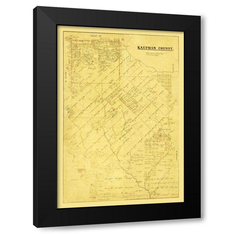 Kaufman County Texas -1871 Black Modern Wood Framed Art Print by Unknown