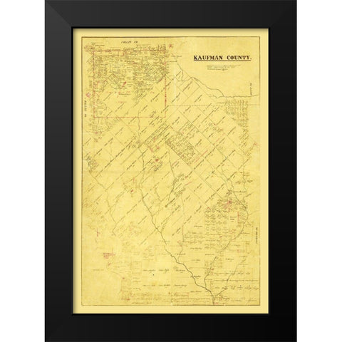 Kaufman County Texas -1871 Black Modern Wood Framed Art Print by Unknown