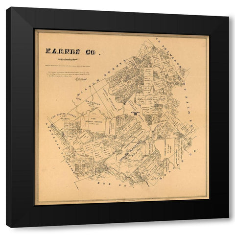 Karnes County Texas - Walsh 1880 Black Modern Wood Framed Art Print with Double Matting by Walsh