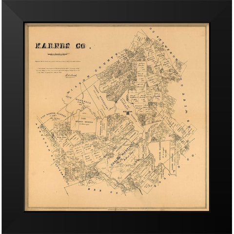 Karnes County Texas - Walsh 1880 Black Modern Wood Framed Art Print by Walsh