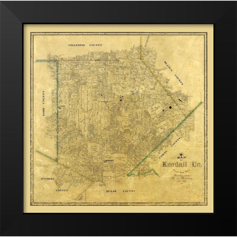 Kendall County Texas - Rosenberg 1879 Black Modern Wood Framed Art Print by Rosenberg