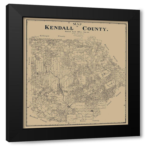 Kendall County Texas - Giles 1899 Black Modern Wood Framed Art Print by Giles